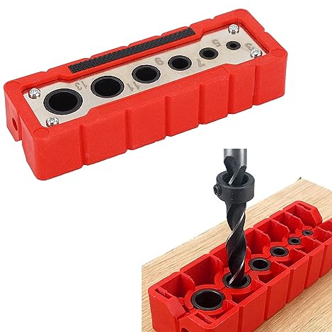 Candeon Drill Guide Jig, Portable Drilling Guide Drilling Aid, 3/5/7/9/11/13mm Drill Guide Block Professional Locator Doweling Jig, HSS Drill Block for Precise Straight Drilling on Surfaces