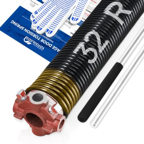 YoToolGDS Garagentor-Torsionsfeder für rechte Hand, 5,1 cm, mit rutschfesten Wickelstangen und Handschuhen, hochpräzise Elektrophorese, schwarz beschichtet, für Ersatz, min. 16.000 Zyklen (0,6 x 5,1 x