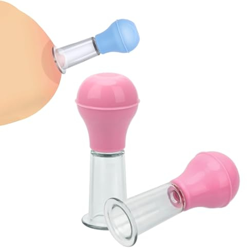 NURCIX 2 Stück Nippelsauger Brustwarzen Vergrößerung Brustwarzensauger Nippel Sucker Set Bruststimulation Saugkraft BDSM Bondage Klitoris Sucker Vakuum Pussy Pump Sexspielzeug für Frauen(Pink-S)