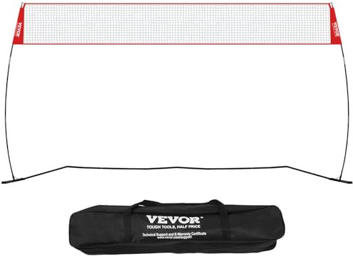 VEVOR Volleyballnetz Höhenverstellbares Volleyballnetz Set, 4,3 x 2,3-2,4 m Tragbarer Beachvolleyball-Netz, Volleyballnetz Faltbare Volleyballnetz mit Volleyball & Tragetasche, für Garten, Strand