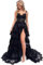 Off Schulter Tiered Spitze Prom Kleider 2024 Lange Ballkleider für Frauen Formale Sparkly Pailletten Korsett Abendkleid mit Schlitz, Schwarz, 30