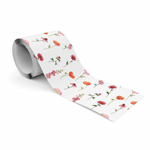 Muralo - Selbstklebende Bordüre - Tapetenbordüre Wandbördure - Dekorative Wandtatto für Wände, Möbel, Decken, Tapeten, Wandverkleidungen, Türen - Zarte Wildblumen - Br.10cm x Hö.300cm