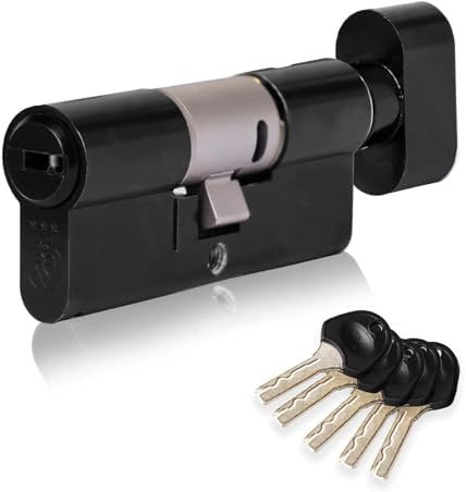 XFORT Colossus Matt Black 3 Star Kitemarked Thumb Turn Euro Cylinder Lock 40EX/40T (80mm), British Standard TS007 Anti-Snap Barrel Lock, Upvc Door Lock.
