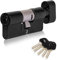 XFORT Colossus Matt Black 3 Star Kitemarked Thumb Turn Euro Cylinder Lock 40EX/40T (80mm), British Standard TS007 Anti-Snap Barrel Lock, Upvc Door Lock.