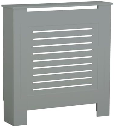 URBNLIVING Modern Wooden Radiator Cover MDF Grill Shelf Cabinet Furniture (Grey, Small)