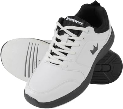 EMAX | Brunswick – Bowlingskor för män | Bowlingsko för män | Tradition Black & Classic White, Klassisk vit, 38.5 EU Schmal