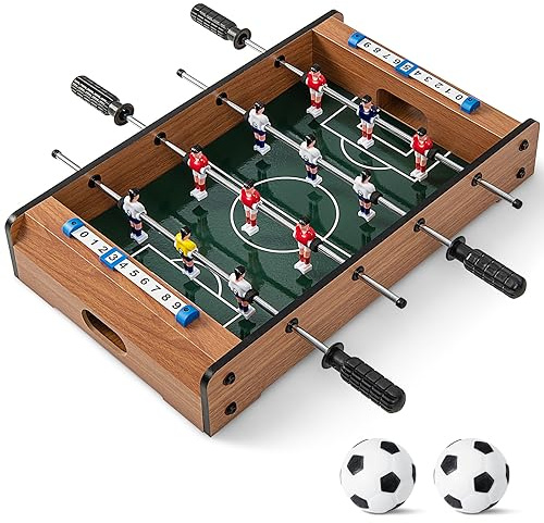 RELAX4LIFE Mini Calcio Balilla con 4 Aste, Segnapunti e 2 Palline, per Bambini e Adulti, per Feste