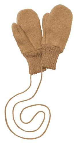 Disana WALK-HANDSCHUHE Baby & Kinder - 100% Bio-Merino, Wollwalk – wetterfest & super warm - unisex in 3 Größen - nachhaltig & fair – mit Strickkordel verbunden - made in Germany | Karamell Gr. 1