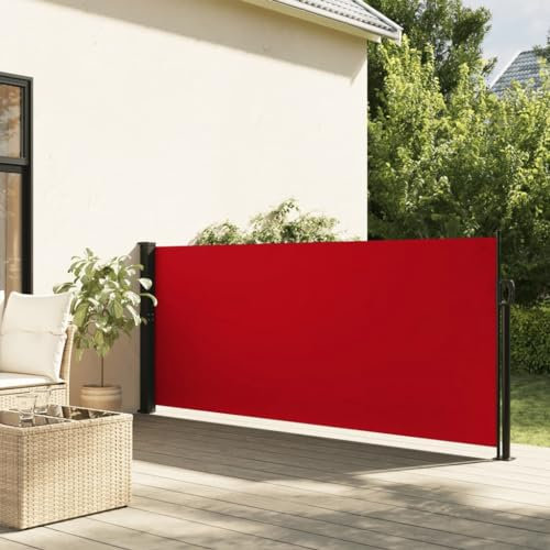 Toldo lateral retráctil rojo 100 x 500 cm para casa y jardín, césped y jardín (5,2 kg)