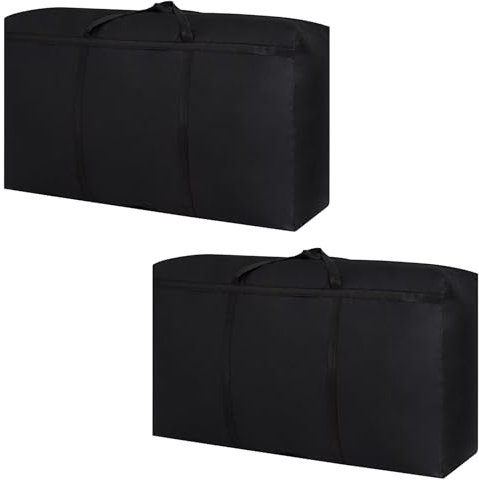 Oungy 2 Stück Aufbewahrungstasche für Bettdecken 180L 600D Oxford Aufbewahrung Bettdecken Aufbewahrungstasche Tragetasche Groß mit Handgriff Storage Bag für Bettwäsche Bettdecke Schwarz