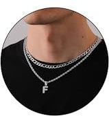 Rajputana Kette Mit Buchstaben,Buchstaben Kette,Halskette Herren,Kette Edelstahl,Kette Jungs,Kette Herren Silber,Ketten für Jungen,Initial Necklace,Chain Letter,Kette Buchstabe F