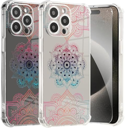 Roemary Mandala Case for iPhone 12 Pro Max with Mandala Flower Design,Rainbow Pattern with Screen Protector [Buffertech 6.6 ft Drop Impact] Soft TPU Protective Case for iPhone 12 Pro Max 6.7 inch