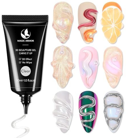 3D Nail Gel Sculpting Gel Nail Art Glue for Nail Art Designs DIY Nail Craving Molding Gel for 3D Gel Nail Art Polish Painting Drawing Gel Sculpture Gel Nail (30g)