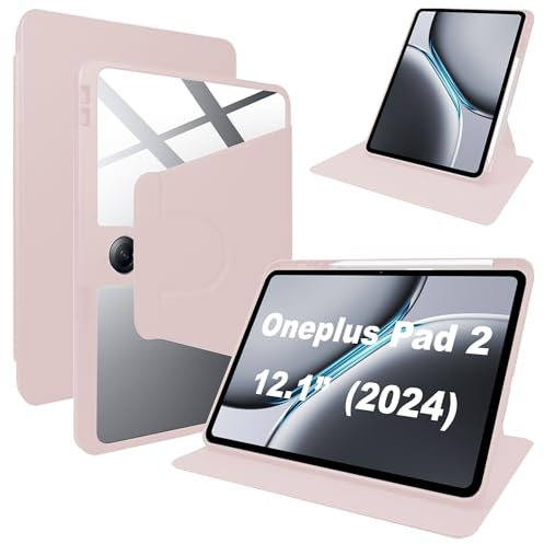 Lemxiee Funda para Oneplus Pad 2 & OPPO Pad 3 Pro Cover,Funda Protectora con Soporte Plegable/con Ranura para bolígrafo,Funda de Cuero PU + acrílico Transparente para Oneplus Pad 2