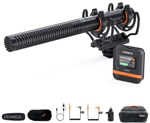 COMICA VM40 32bit Shotgun-Microphone with 32G onboard recording, Camera-Microphone with 48kHz/32-bit Float Recording, Wireless-Mic Compatible with camera/camcorder/Smartphone (1RX + 1TX)