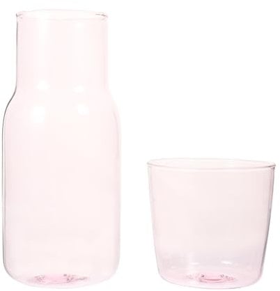 Ciieeo Jarra De Agua De Vidrio Borosilicato Rosa Para Dormitorio y Hogar Garrafa De Agua Fría Para Bebidas Jugo y Té Diseño Sencillo y Elegante Para Fiestas y Uso Cotidiano