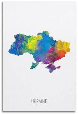 Reiseposter, Ukraine, Aquarellkarte, Nr. 1, Poster, dekoratives Gemälde, Leinwand, Wandposter und Kunstdruck, modernes Familienschlafzimmer, Dekoration, Poster, 40 x 60 cm