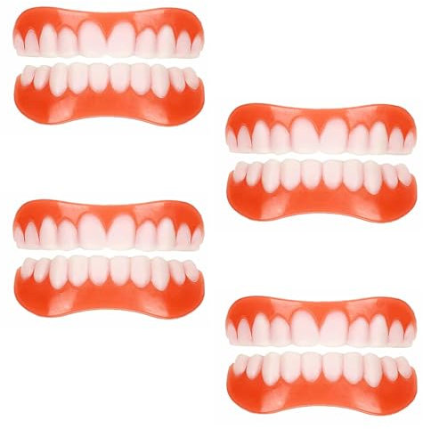 4 Paires de Prothèse Dentaire Silicone,Dentier Provisoire,Facette Dentaire,Prothese Dentaire Silicone,Adaptées aux Hommes Et aux Femmes pour Corriger Temporairement Les Problèmes Dentaires