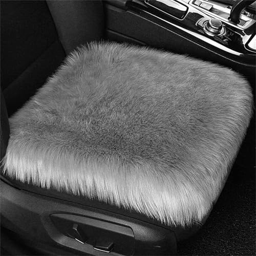 champracer lammfell autositzbezug, Autositzkissen, autokissen winterplüsch, Faux Lammfell Auto Sitzauflage, Universell für Autositz, Bürostuhl und meisten Stühle (Hellgrau)