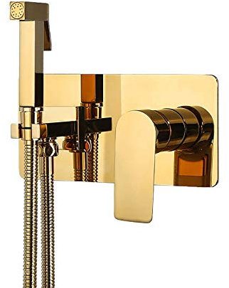 sjdoPulse Titanium Gold Cloth Diaper Sprayer Kit Hot And Cold Water Handheld Bidet Sprayer Toilet Kit Single Handle Brass Toilet Sprayer Wall Mounted Bathroom Washroom Set With Shower H,Square