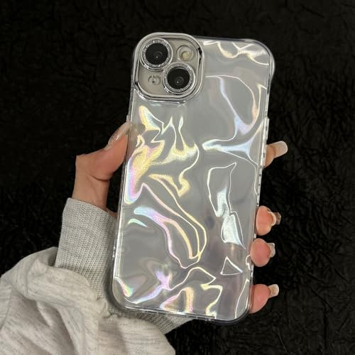 ADKOT Luxury Plating Shiny Water Ripple Pattern Phone Case For iPhone 15 14 13 12 Pro Max Lens Camera Protection Back Cover,0398,For iphone 14 Pro