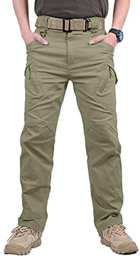 YAOBAOLE Pantalon Treillis Militaire Homme Pantalons Randonnée Pantalon Cargo Pantalons Homme Hiver Kaki 3XL