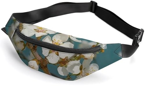 Bauchtasche für Damen und Herren, hellweiße Blumen, Bauchtasche, Bauchtasche, Bauchtasche, kleine Bauchtaschen für Damen, Stil, 36 x 15 cm, Stil:, 36*15cm