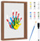 Zinueen Familien Handabdruck Set mit Holzrahmen – Kreatives, Personalisiertes mit ungiftigen Farben und transparenten Blättern (Braun)