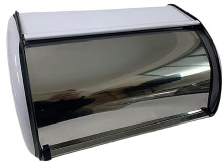 FENGJISUN Bread Bin For Home Kitchen Bread Box Bread Bin With Roll Lid Large Capacity Bread Holder Container For Countertop Coffee Shop Countertop Bread Storage(White)