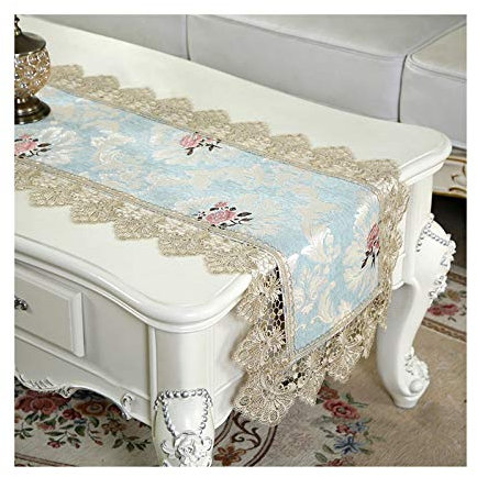 HHOZsafety Spitzen-Tischläufer Weihnachten, Tischläufer 40x220CM Blaue Blumenblätter EsstisSpitzen-Tischläufer Weihnachten, Tischläufer 40x220CM Blaue Blumenblätter Esstischläufer Dekoration