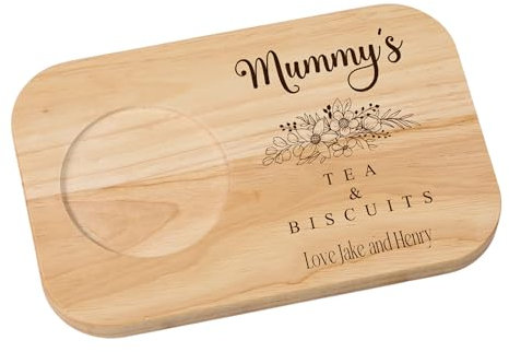 Personalised Wooden Tea, Coffee and Biscuit Serving Board with Custom Name, 23 x 15 cm