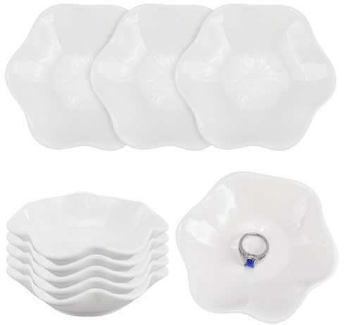 arricraft 10 Pcs Ceramic Lotus Leaf Shape Jewelry Tray Dish, Small Key Ring Dish, Suitable for Mom Friend Sister, Gifts for Women, Home Decor Trinket Tray (White)