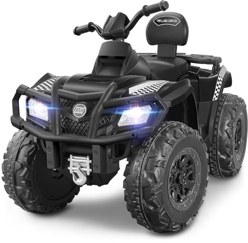 ELEMARA 2 Seater Ride on ATV for Big Kids, 4 Wheeler Quad Ride on Toy with Strong Battery,Electric Car for Kids, 4mph Max Speed, Battery Powered Ride on Car for Boys&Girls, Bluetooth, LED Light,Black