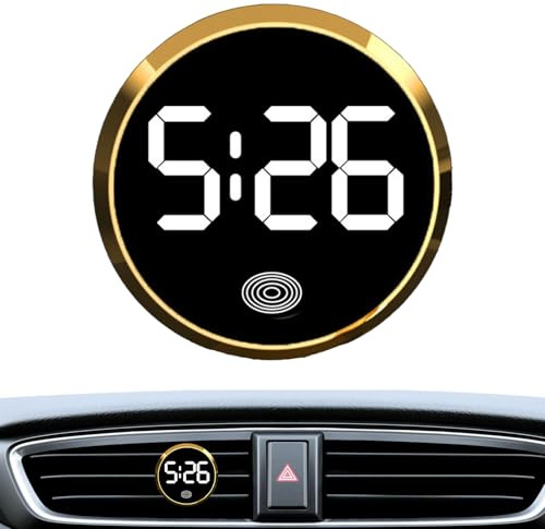 Auto-Armaturenbrett-Uhr – Elektronische runde automatische Zeitanzeige, stilvolles Innen-Armaturenbrett-Zubehör, kompaktes Fahrzeuguhr-Design, analoges Aussehen
