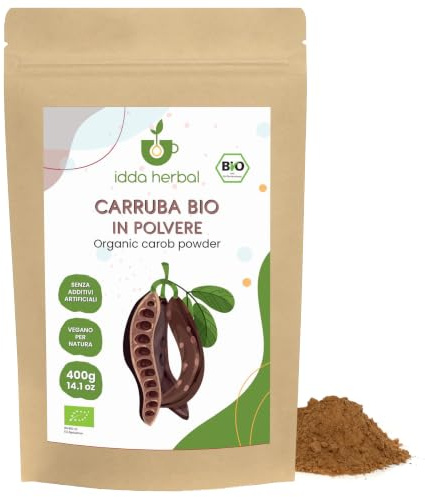 IDDA Herbal Farina di Carrube BIO 400g, Baccelli di Carruba Macinati, Dolcificante Naturale