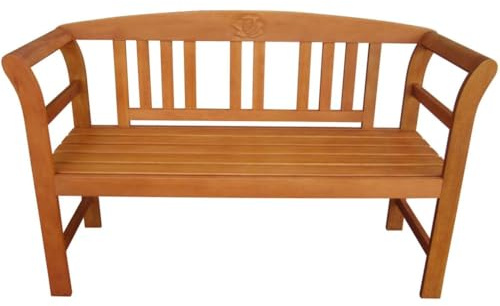 DELUKE Gartenbank Denver 2-Sitzer mit Rose - 130cm Breit, Eukalyptus, Natur | Terrassenbank Wetterfest Sitzbank Outdoor Bank