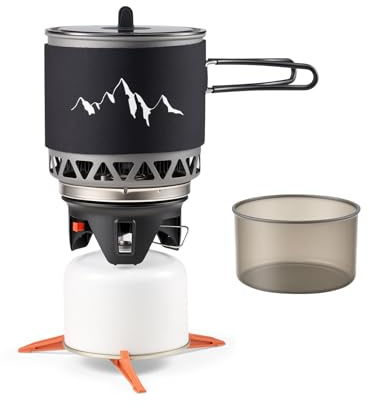 Odoland 1.2L Heat Exchanger Backpacking Stove System | Fast Boil Camping Cookware Set with Precision Control, Compact All-In-One Design for Hiking & Camping