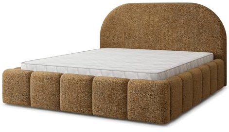 Masseno Polsterbett FLUSSO BL 200x200 cm, Doppelbett, Bettkasten, Stauraum, Lattenrost Und Kopfteil - Braun, Bella 70