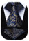 HISDERN Cravate Homme Bleu Marine et Or à Motif Cachemire Mariage Élégant Cravates Extra Longues pour Hommes et Carré de poche, XL