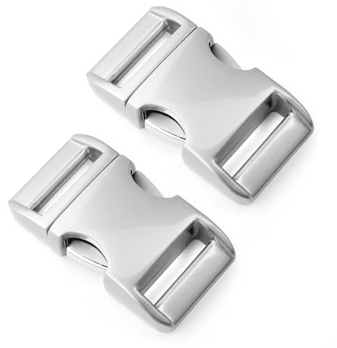 Ganzoo Metall-Klickverschluss Alumaxx, Set aus 2 Stück, 1 / Klippverschluss/Steckschließer/Steckverschluss für Paracord-Armbänder, Hunde-Halsbänder, Rucksack, Oberfläche glanz verchromt, Marke