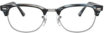 Ray-Ban Unisex RX5154 Clubmaster Square Prescription Eyewear Frames, Blue/Grey Striped/Demo Lens, 51 mm
