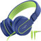 AILIHEN I35 Casque pour Enfant avec Microphone Volume limité 93 DB Filles Garçons Adolescent Casque Filaire Pliable léger pour l'école Cours en Ligne Chromebook Téléphones Portables(Bleu Vert)