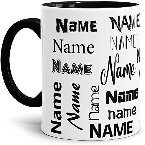Tassendruck - Tasse mit eigenem Namen - Schwarz, Keramik, 300ml, Zuhause, Heißgetränke