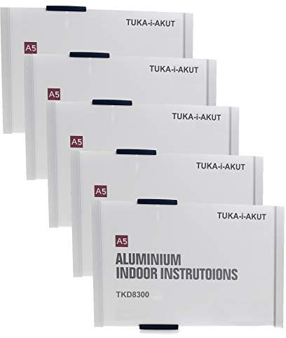 TUKA-i-AKUT 5pz A5 Placa para Puerta, Aluminio y Cubierta de Acrílico, Señal de Puerta de Oficina, Letrero 210mm x 149mm, Letrero de Información, Atornillado o Fijación Adhesiva, TKD8300-A5-5x