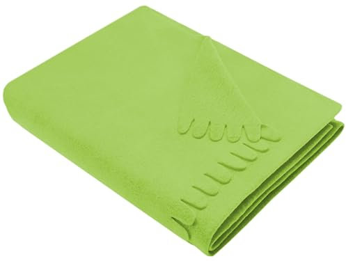 ZOLLNER Kuscheldecke in 130x170 cm - kuschelige und langlebige Fleecedecke - waschbar bis 60°C - wunderschöne Wellenkanten - antistatisch - Polyester - in grün - Oeko Tex® Zertifiziert