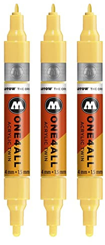 Molotow One4All Acrylic Twin Marker (Strichstärke 1.5 mm und 4 mm, hochdeckend und permanent) 3 Stück Farbe 115 vanilla pastell