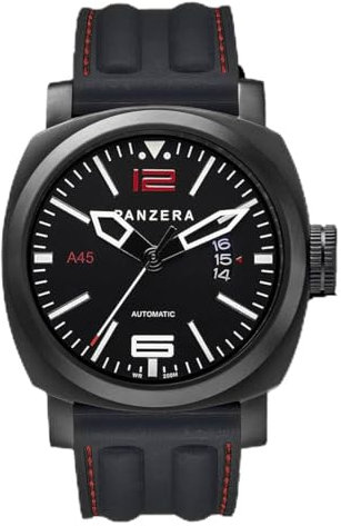 Panzera Aquamarin Pacific Porto Diver Automatik Stahl Schwarz Datum Silikon Herren Uhr
