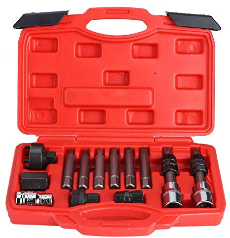 Kfz-Freilauf-Ausbau-Kit, universeller 13-teiliger Generator-Freilauf-Riemenscheiben-Ausbau-Steckschlüsselsatz, massiver CR-V-Kohlenstoffstahl-Generator-Freilaufriemen-Ausbau-Riemenscheibensatz