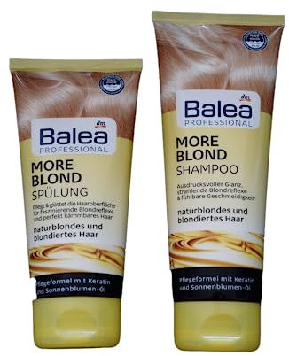 Balea Professional More Blond Haarpflege 2er-Set für naturblondes und blondiertes Haar: Shampoo (250ml) + Spülung (200ml), 450ml