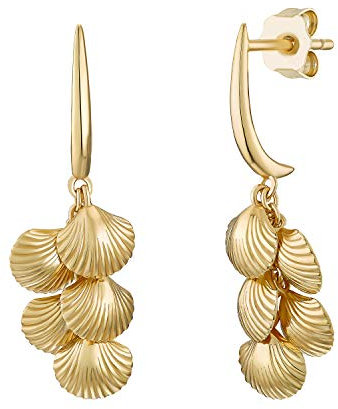 NOELANI Ohrhänger 925 Sterling Silber Damen Ohrschmuck, 2,8 cm, Gold, Muschel, Kommt in Schmuck Geschenk Box, 2031722